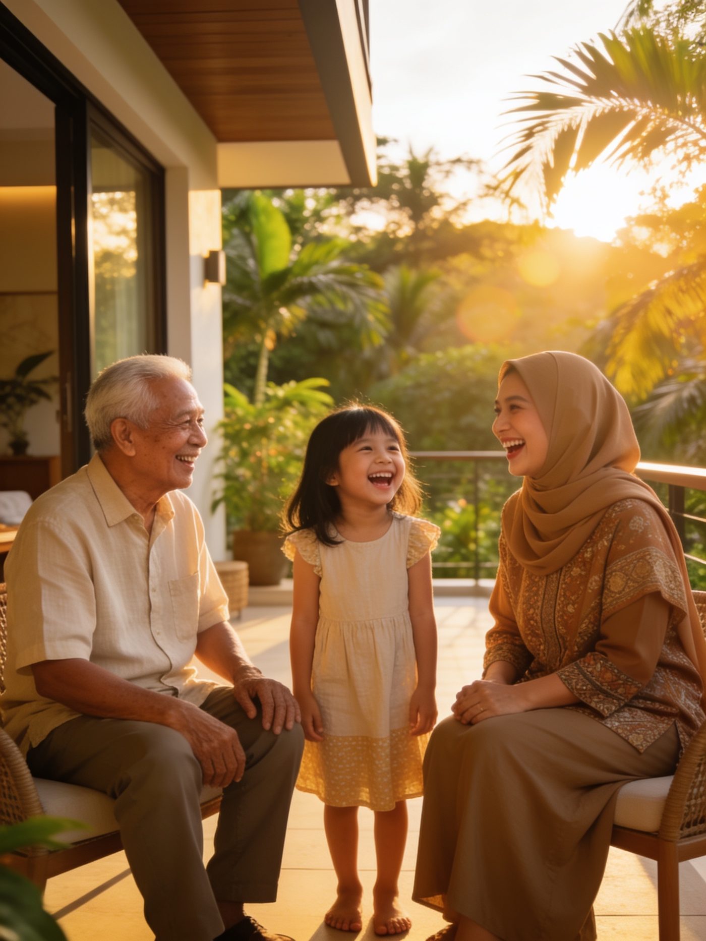 Three-generation family at home